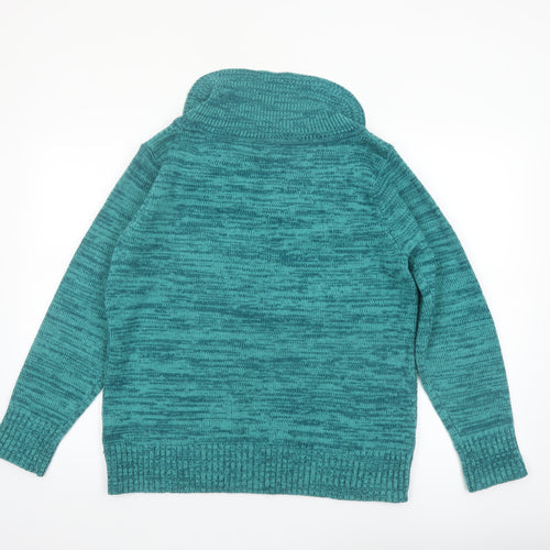 Bm Womens Green Cowl Neck Cable Knit Jumper Size M