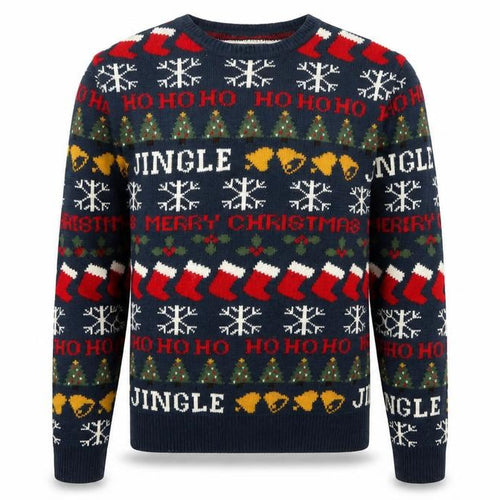 Red Herring Men's Blue Christmas Fair Isle Knit Jumper XL