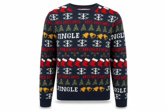 Front view of Red Herring Men's Blue Christmas Fair Isle Knit Jumper XL