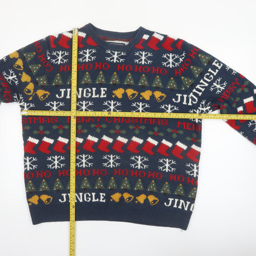 Red Herring Men's Blue Christmas Fair Isle Knit Jumper XL