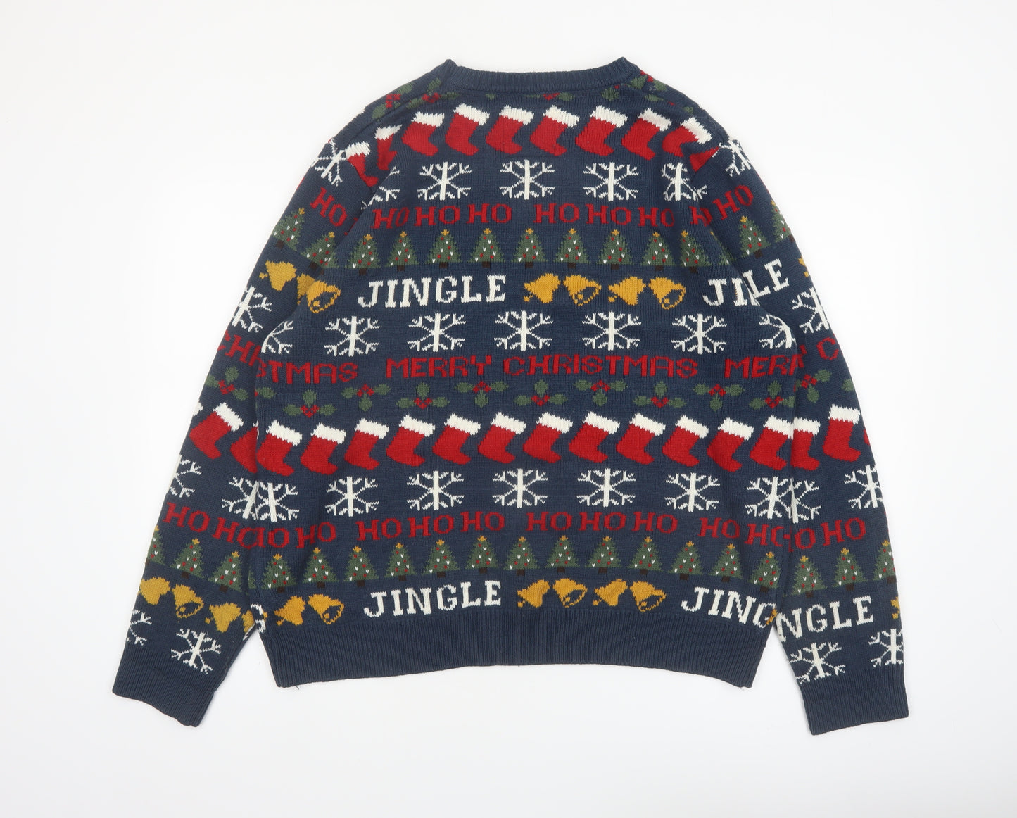 Red Herring Men's Blue Christmas Fair Isle Knit Jumper XL