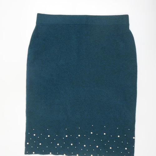 Danni Morgane Women's Green Beaded Knit Pencil Skirt 2XL