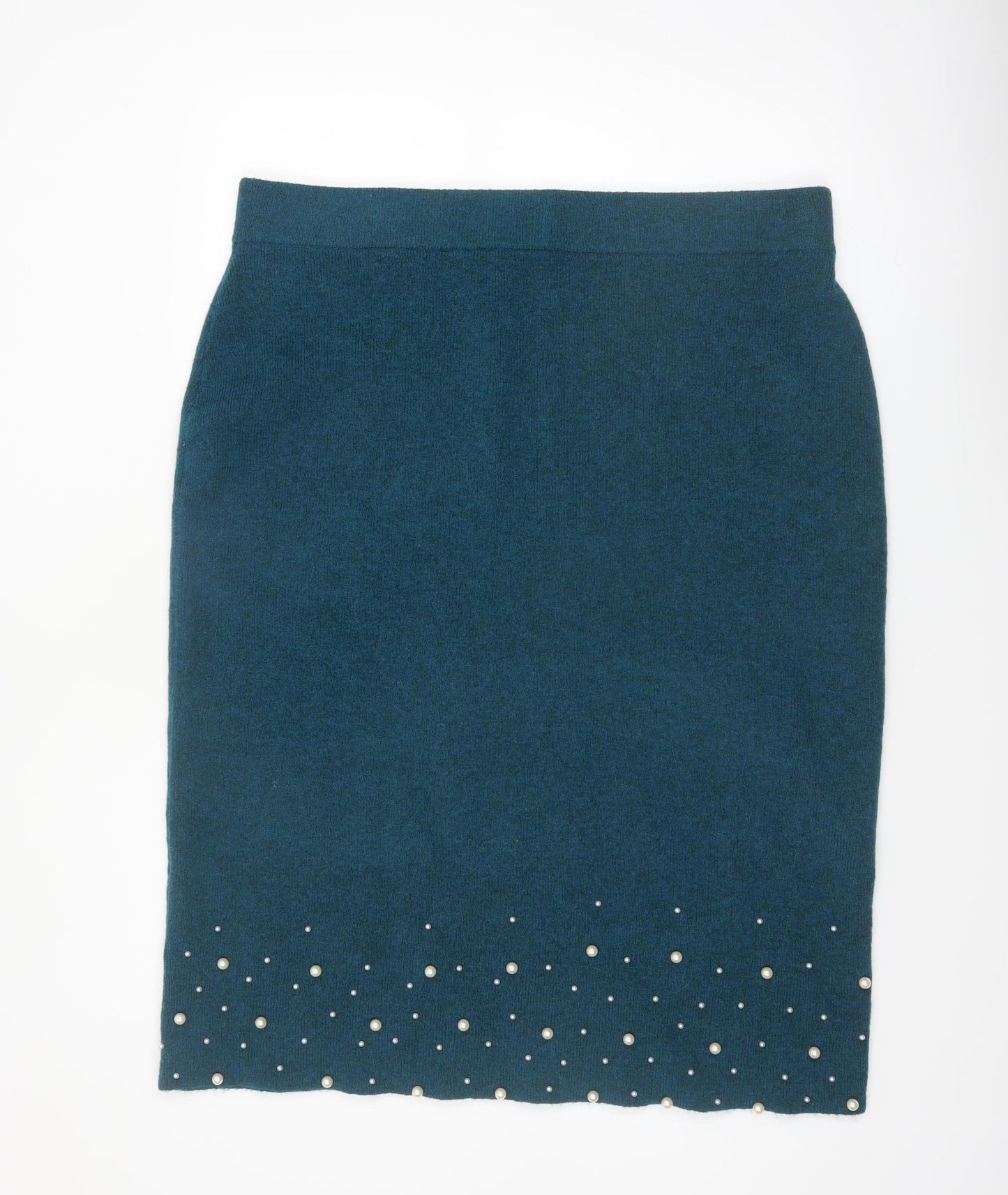 Danni Morgane Women's Green Beaded Knit Pencil Skirt 2XL