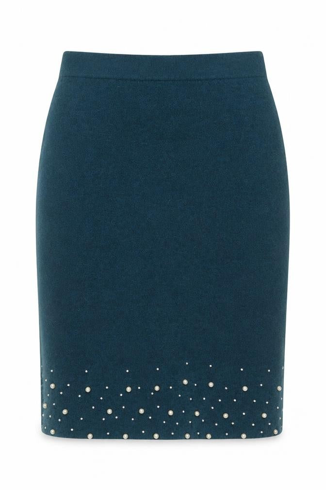 Danni Morgane Women's Green Beaded Knit Pencil Skirt 2XL