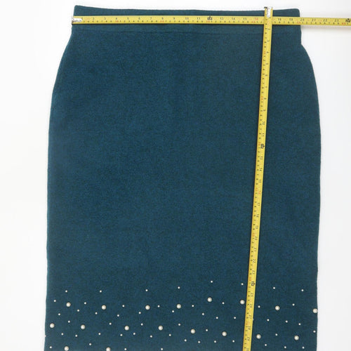 Danni Morgane Women's Green Beaded Knit Pencil Skirt 2XL