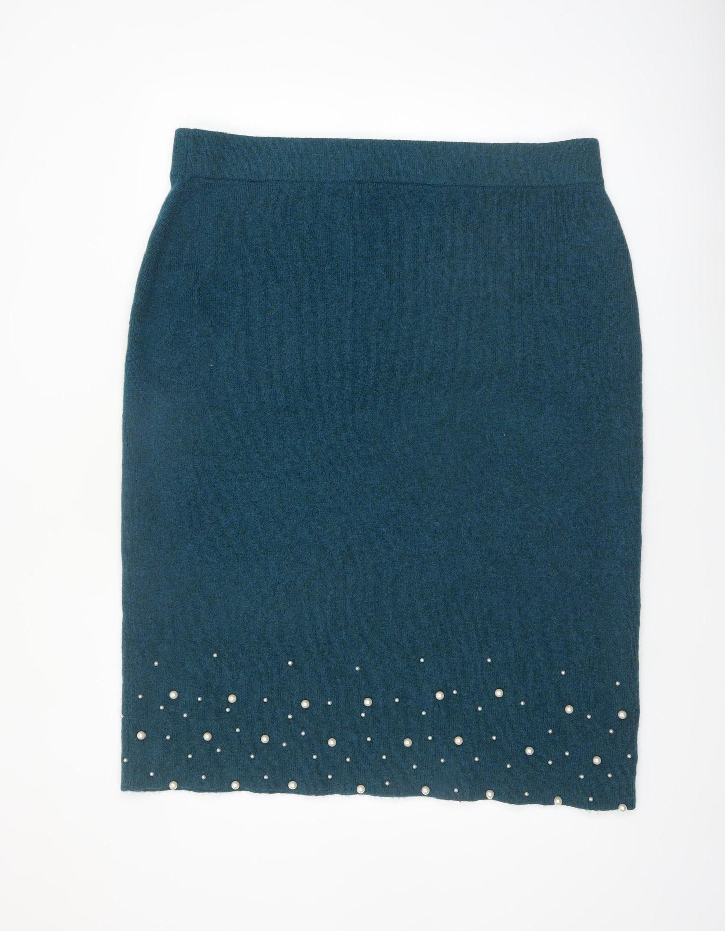 Danni Morgane Women's Green Beaded Knit Pencil Skirt 2XL