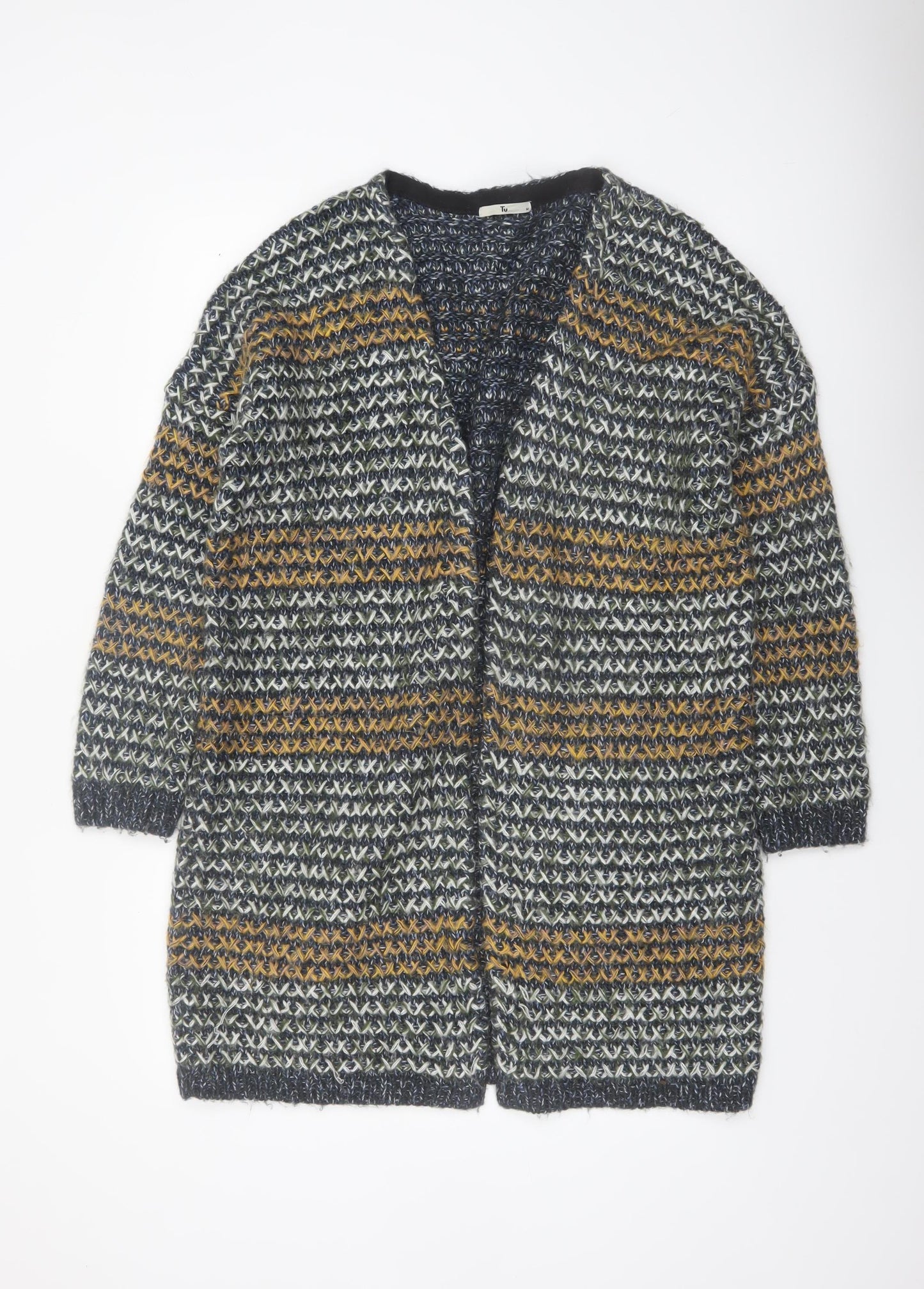 Tu Womens Multicoloured Chunky-Knit Long Cardigan M