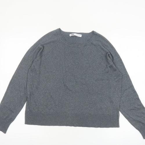 ZARA Womens Grey Long Sleeve Knit Pullover Jumper Size S