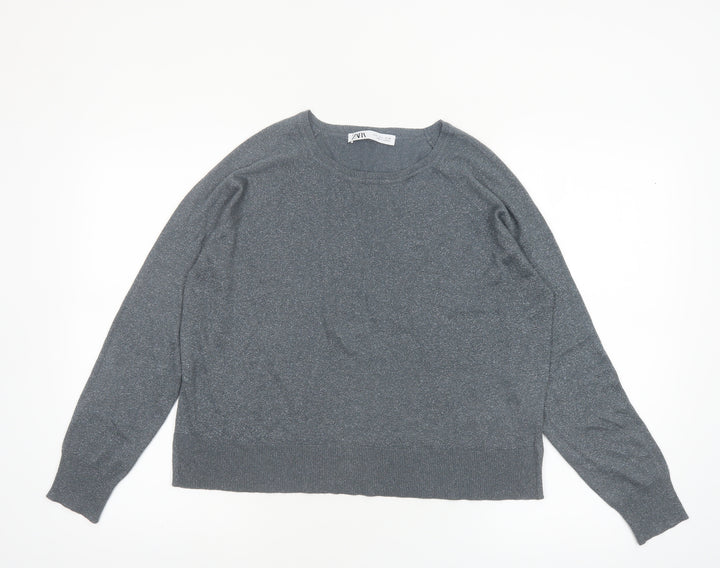 ZARA Womens Grey Long Sleeve Knit Pullover Jumper Size S