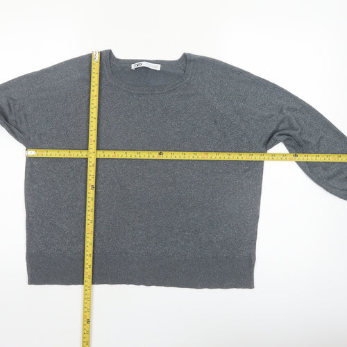 ZARA Womens Grey Long Sleeve Knit Pullover Jumper Size S