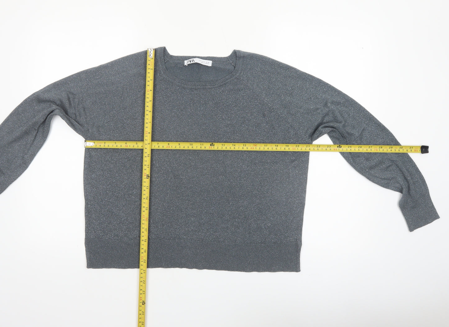 ZARA Womens Grey Long Sleeve Knit Pullover Jumper Size S