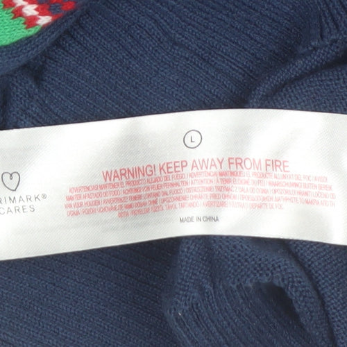 Monopoly Men's Blue Christmas Graphic Pullover Jumper Size L