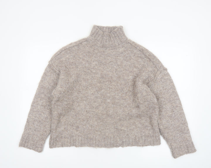 Urban Outfitters Womens Beige Roll Neck Knit Jumper XS