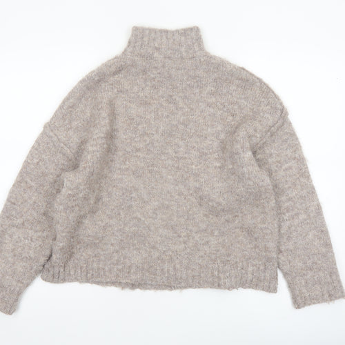 Urban Outfitters Womens Beige Roll Neck Knit Jumper XS