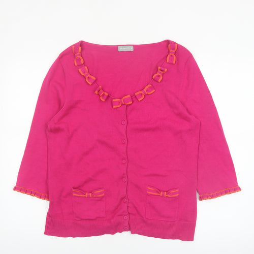 Marks and Spencer Per Una Women’s Pink Cotton Bow Cardigan Size 16