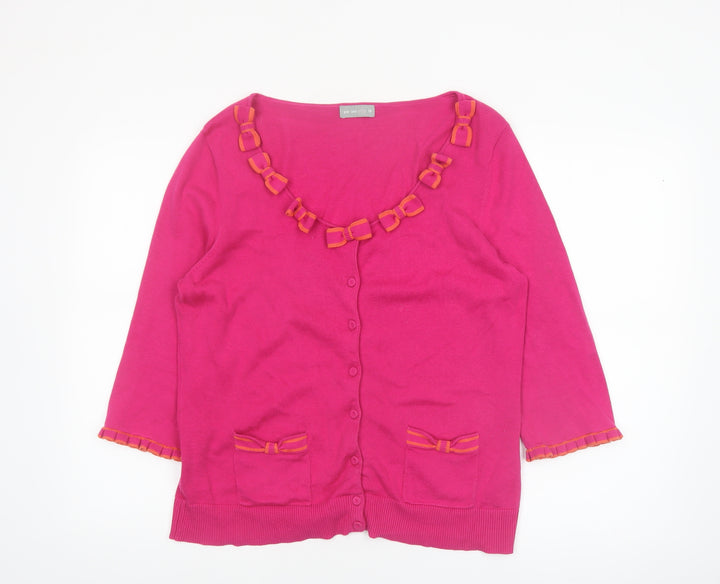 Marks and Spencer Per Una Women’s Pink Cotton Bow Cardigan Size 16