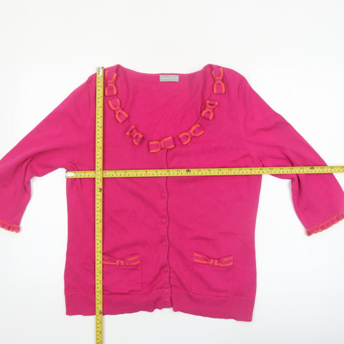 Marks and Spencer Per Una Women’s Pink Cotton Bow Cardigan Size 16