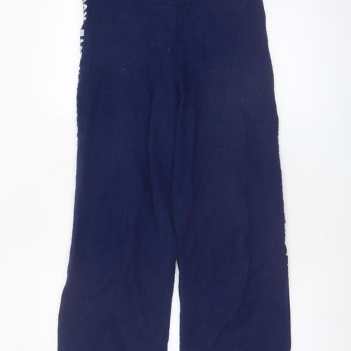 Absolut Cashmere Women Blue Wool Cashmere Wide-Leg Sweatpants L