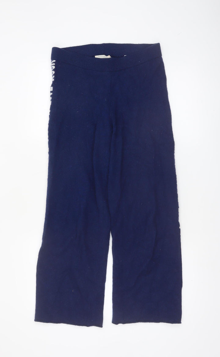 Absolut Cashmere Women Blue Wool Cashmere Wide-Leg Sweatpants L