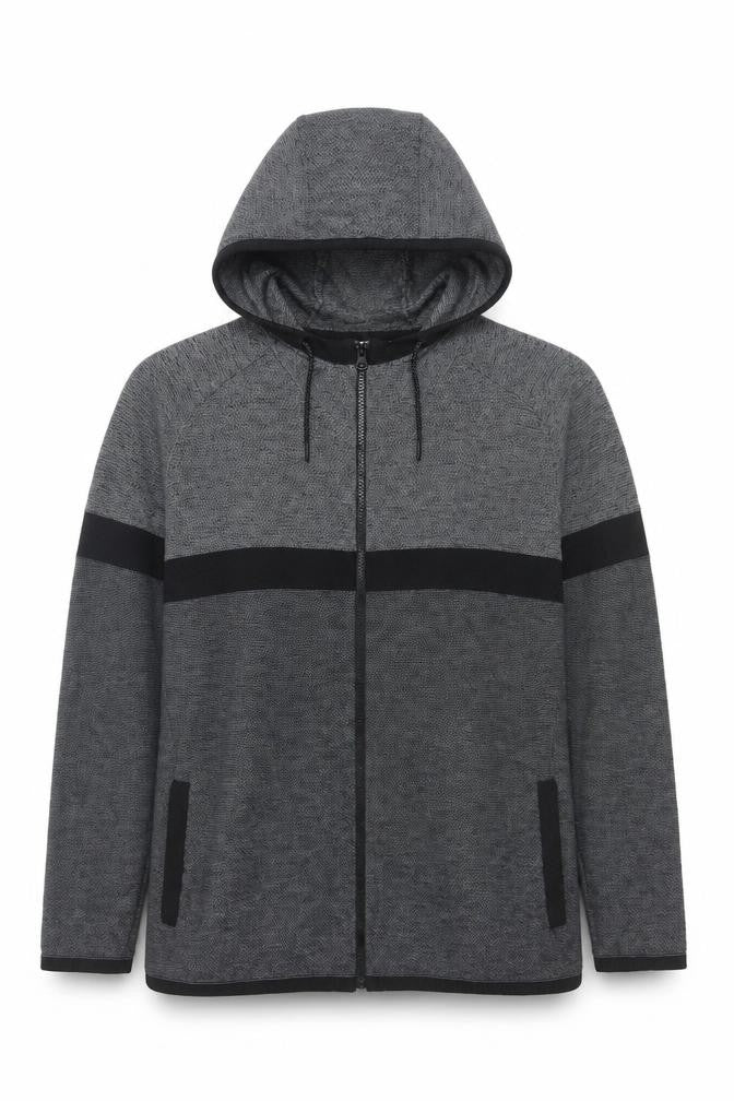 Next Men's Grey 2XL Full Zip Hooded Cotton Knit Jumper