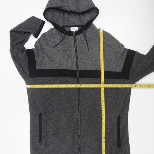Next Men's Grey 2XL Full Zip Hooded Cotton Knit Jumper