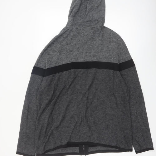 Next Men's Grey 2XL Full Zip Hooded Cotton Knit Jumper
