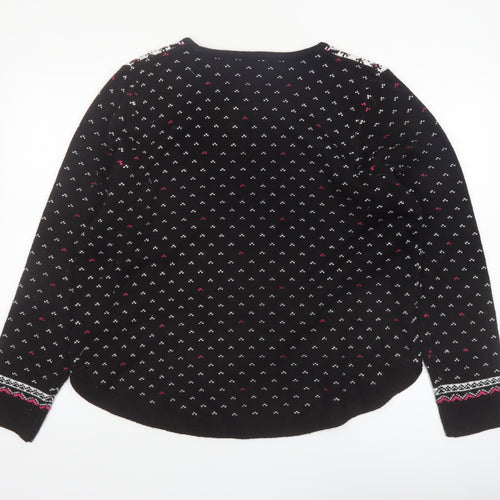 Marks and Spencer Women Black L Fair Isle Reindeer Christmas Jumper