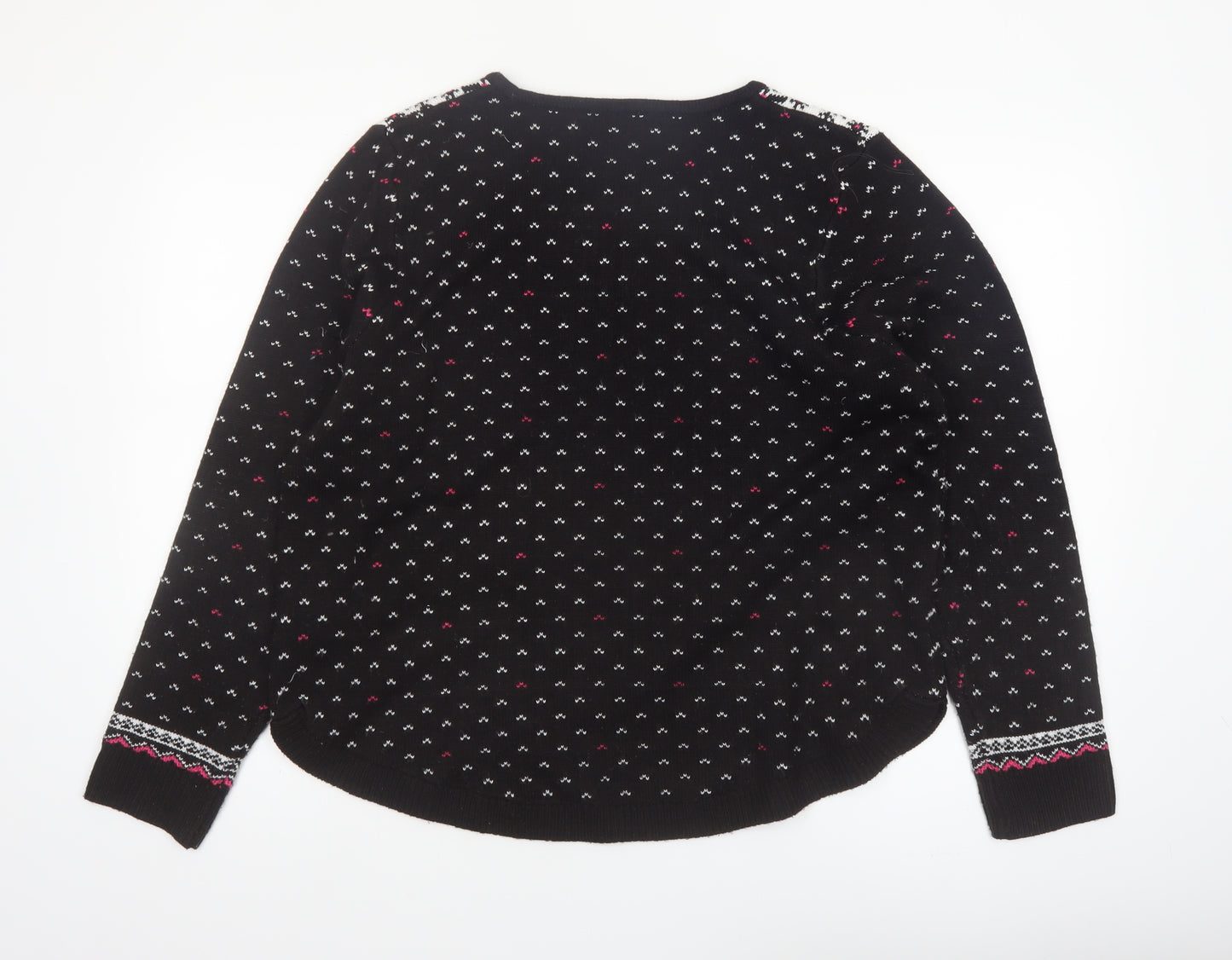 Marks and Spencer Women Black L Fair Isle Reindeer Christmas Jumper