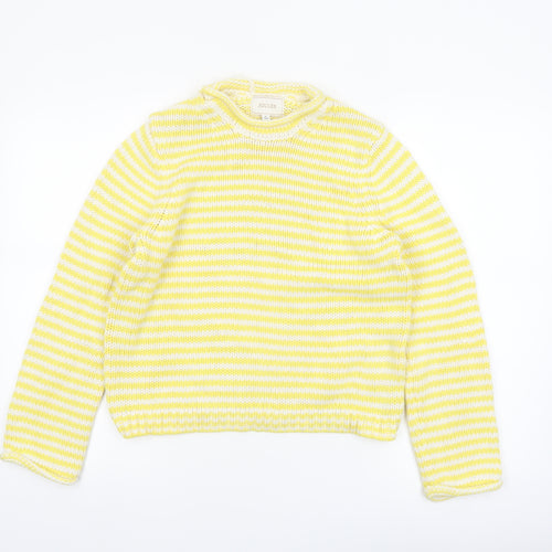 Joules Women's Yellow White Striped Cotton Knit Jumper Size 12