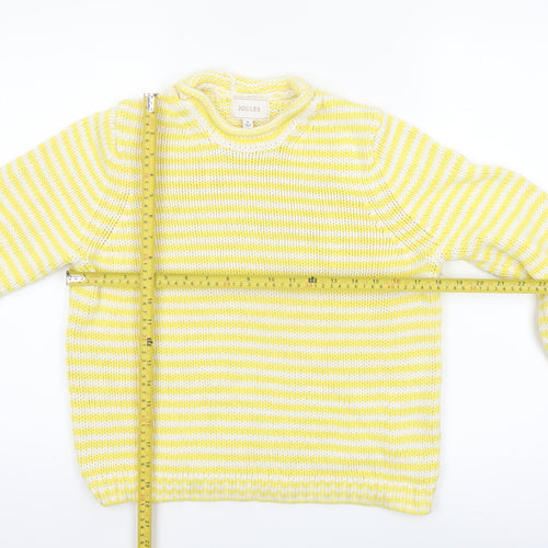Joules Women's Yellow White Striped Cotton Knit Jumper Size 12