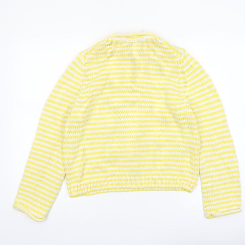 Joules Women's Yellow White Striped Cotton Knit Jumper Size 12