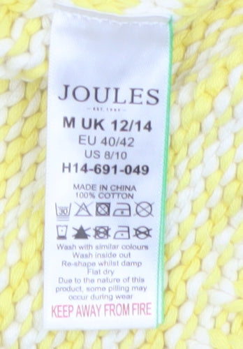 Joules Women's Yellow White Striped Cotton Knit Jumper Size 12