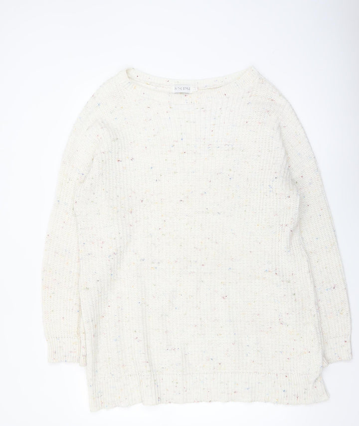 In The Style Women's Ivory Chunky Knit Pullover Jumper Size S