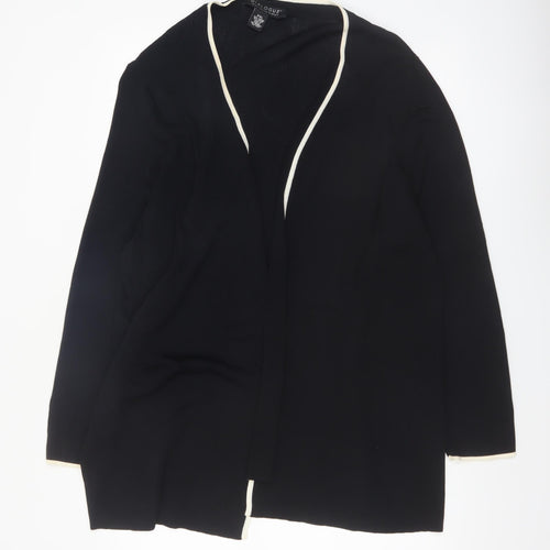 Dialogue Women's Black 2XL Open Knit Long Sleeve Cardigan