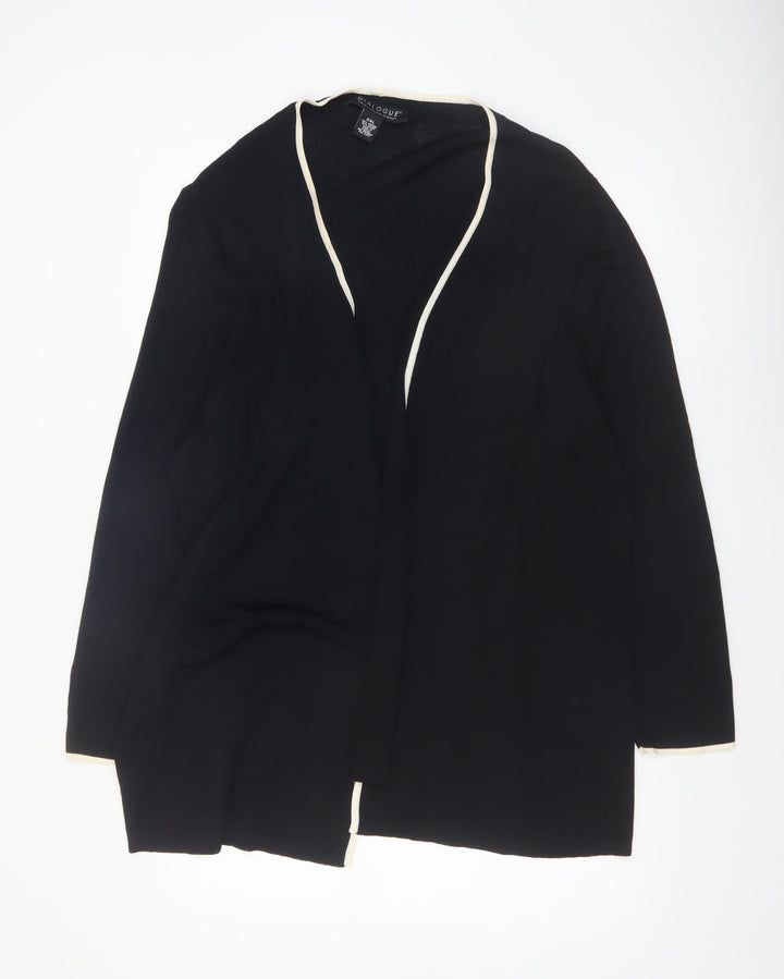 Dialogue Women's Black 2XL Open Knit Long Sleeve Cardigan