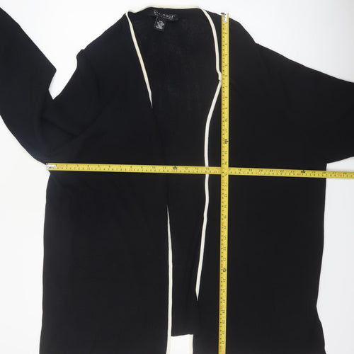 Dialogue Women's Black 2XL Open Knit Long Sleeve Cardigan
