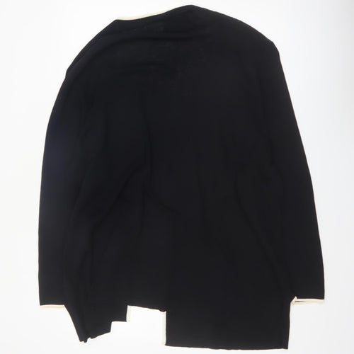 Dialogue Women's Black 2XL Open Knit Long Sleeve Cardigan