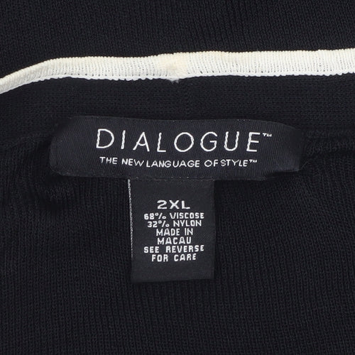 Dialogue Women's Black 2XL Open Knit Long Sleeve Cardigan