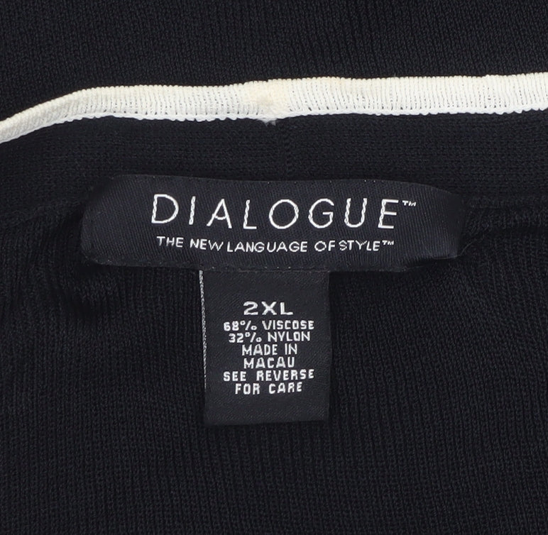 Dialogue Women's Black 2XL Open Knit Long Sleeve Cardigan