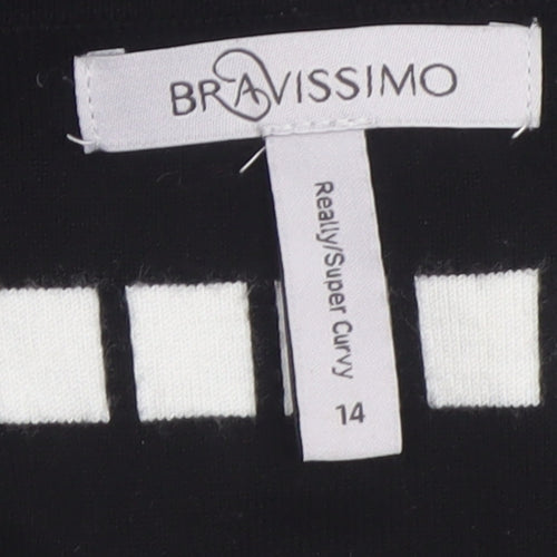 Bravissimo Women’s Black White Shift Dress Size 14 Viscose Stretch