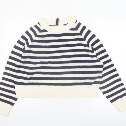 H&M Divided Women’s Navy & White Striped Jumper Medium Acrylic Knit