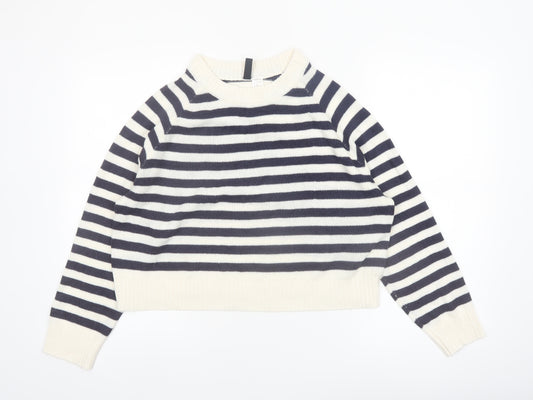 H&M Divided Women’s Navy & White Striped Jumper Medium Acrylic Knit
