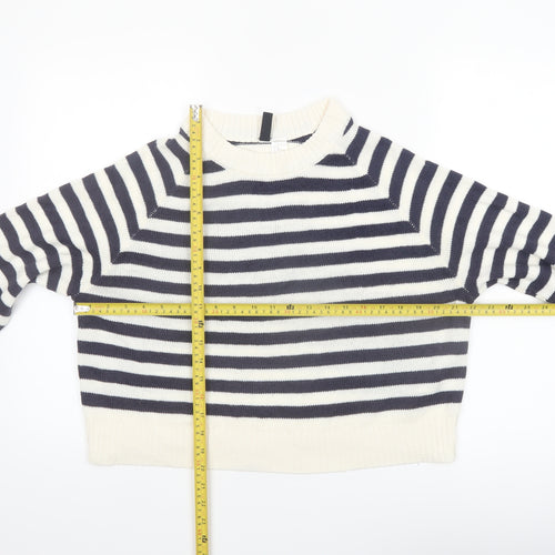 H&M Divided Women’s Navy & White Striped Jumper Medium Acrylic Knit