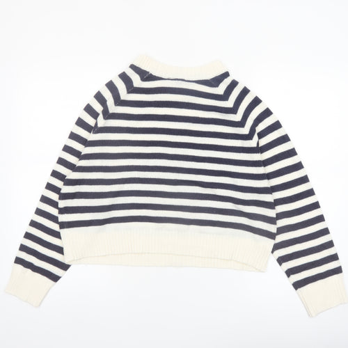 H&M Divided Women’s Navy & White Striped Jumper Medium Acrylic Knit