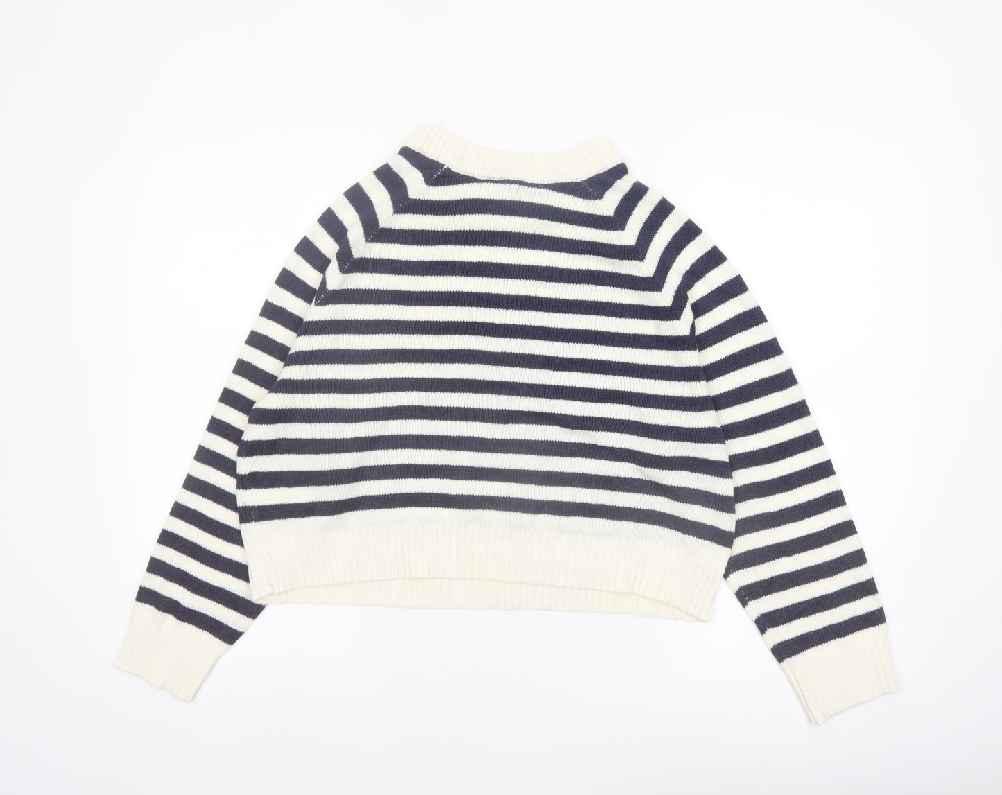 H&M Divided Women’s Navy & White Striped Jumper Medium Acrylic Knit