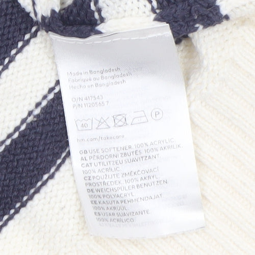 H&M Divided Women’s Navy & White Striped Jumper Medium Acrylic Knit