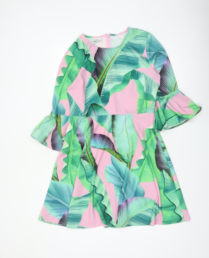 Every Cloud Womens Multicoloured Tropical A-Line Dress Size 14