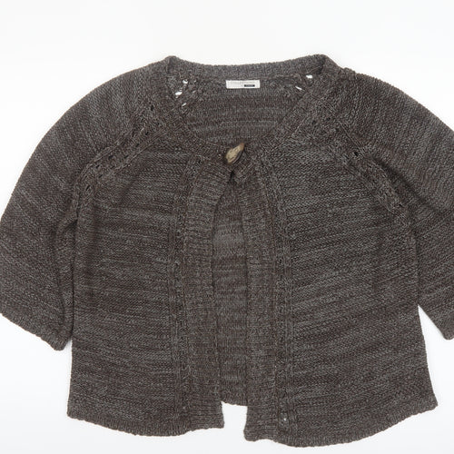 George Women Brown Chunky Knit Cardigan Size 18 Raglan 3/4 Sleeve