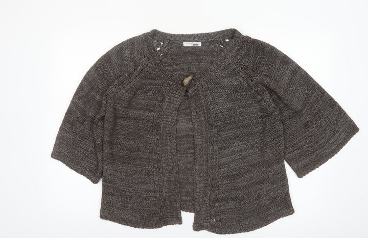 George Women Brown Chunky Knit Cardigan Size 18 Raglan 3/4 Sleeve