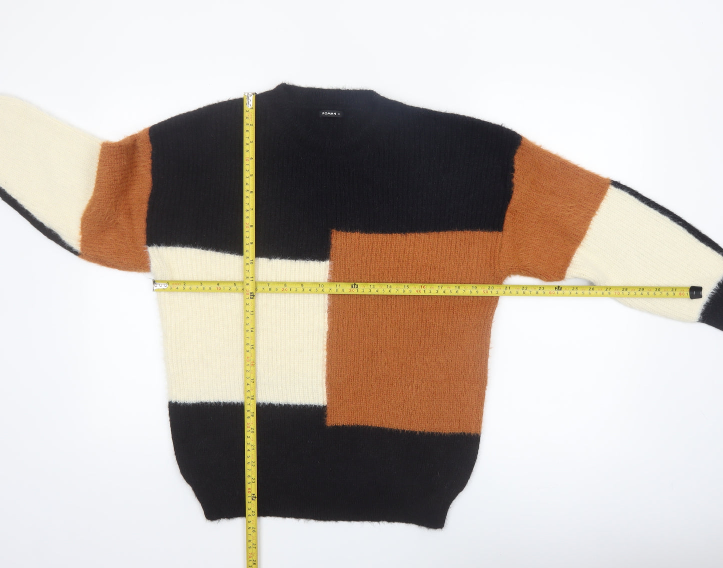 Roman Womens Multicoloured Crew Neck Pullover Jumper Size 12